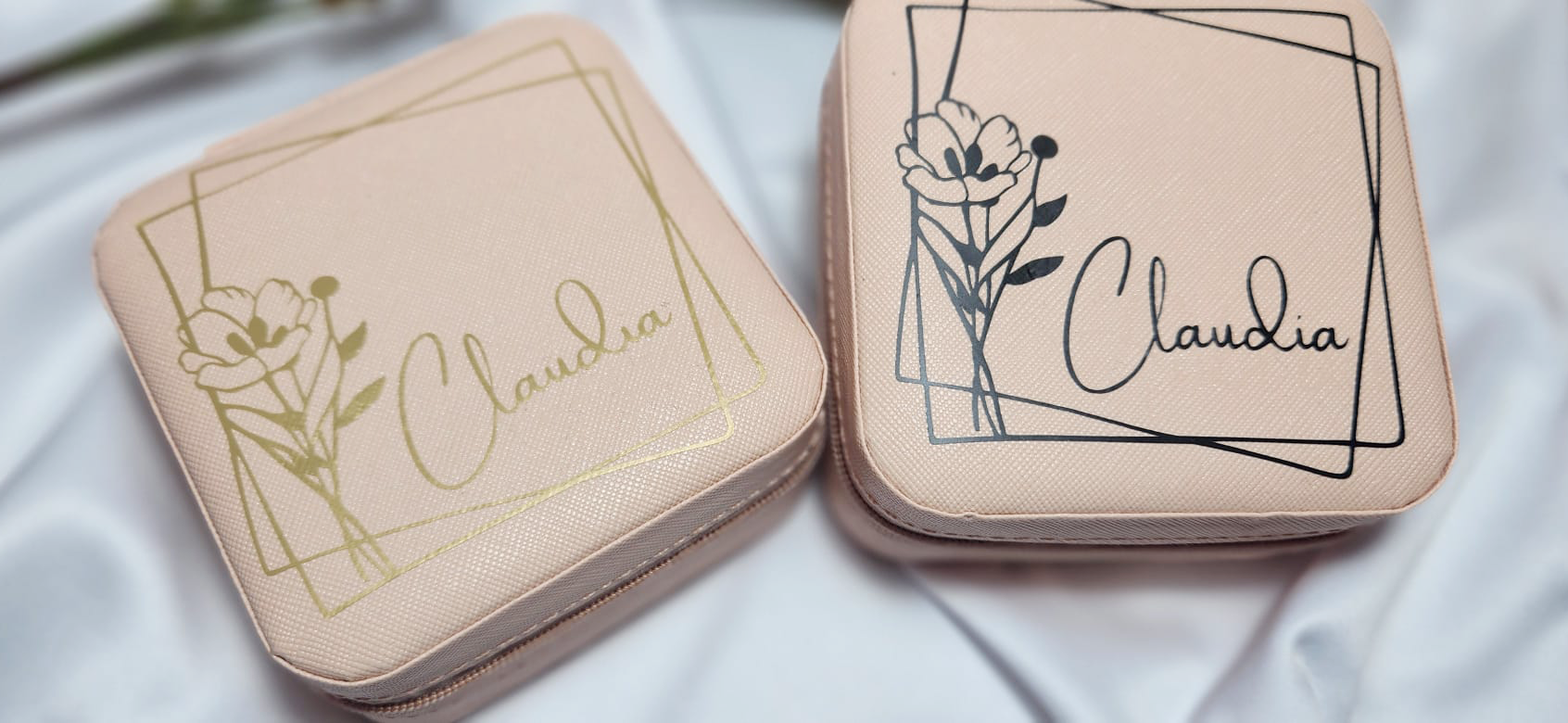 Portagioie in ecopelle rosa da personalizare dim.9x9 cm