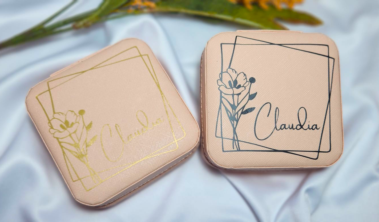 Portagioie in ecopelle rosa da personalizare dim.9x9 cm