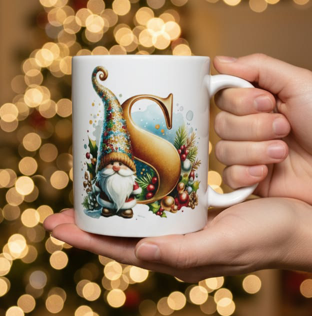 Tazza Natalizia con Personalizzazione Iniziale