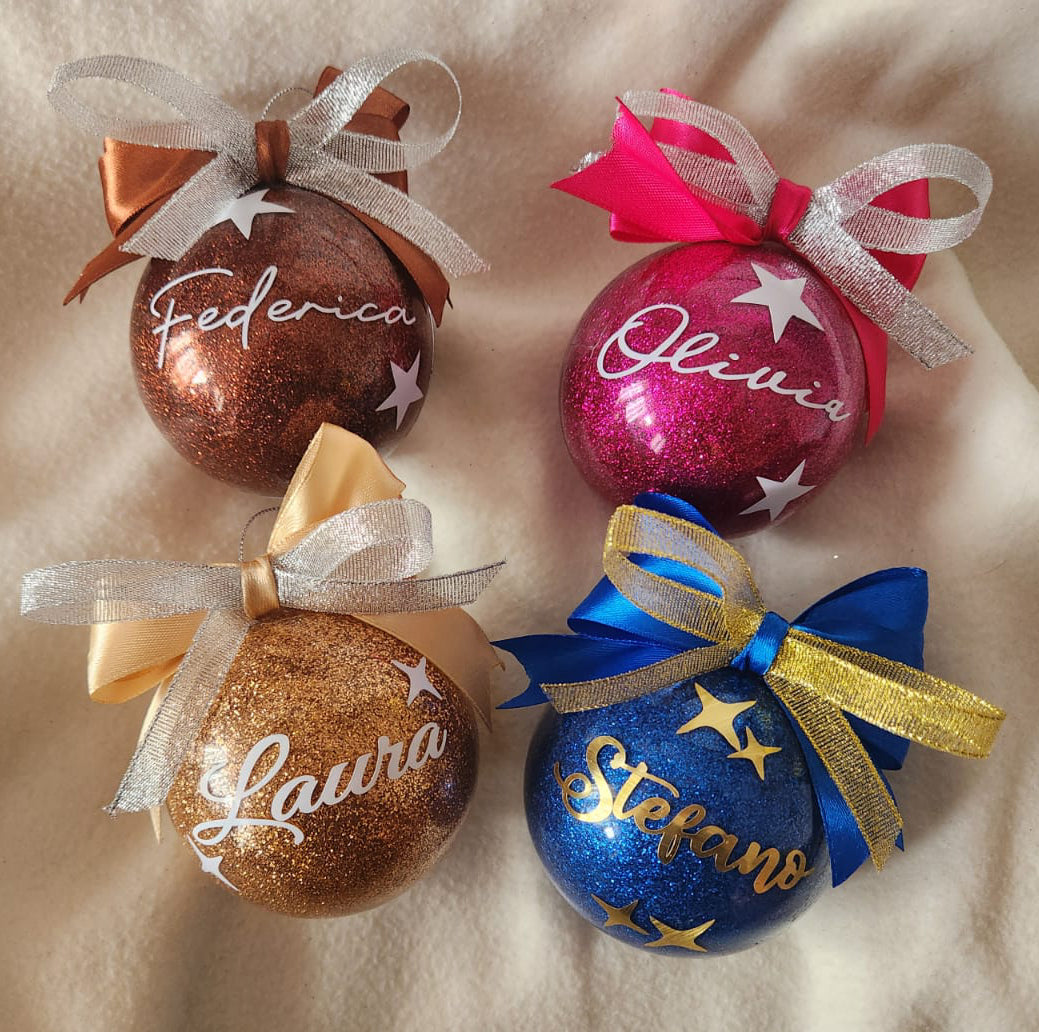 Palla Natalizia Glitterata Personalizzata con Nome