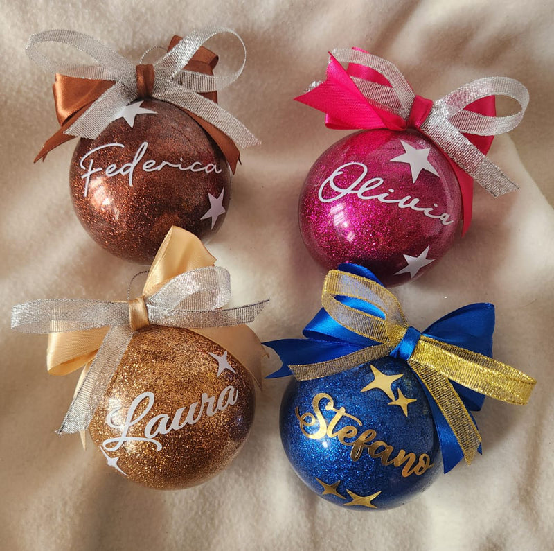 Palla Natalizia Glitterata Personalizzata con Nome