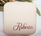 Pink faux leather jewelry box to personalize, 9x9 cm