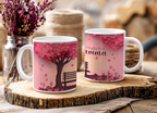 Tazza Personalizzata Mamma e Figlio - Illustrazione Panchina e Albero