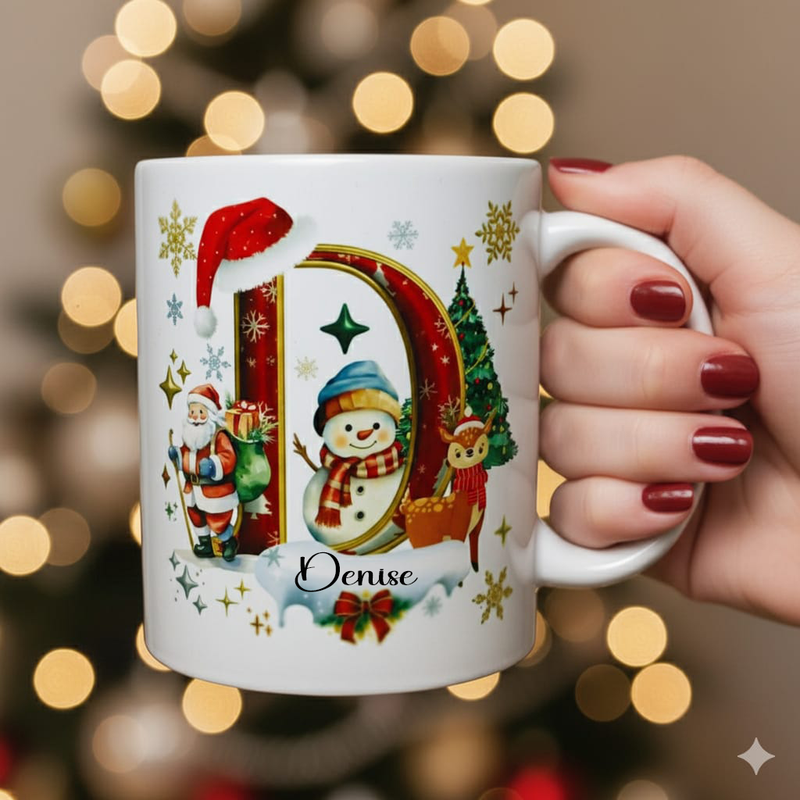 Tazza Natalizia con nome e iniziale