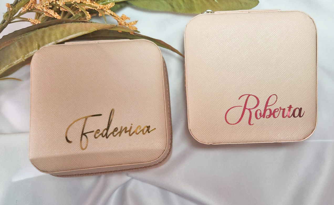 Portagioie in ecopelle rosa da personalizare dim.9x9 cm