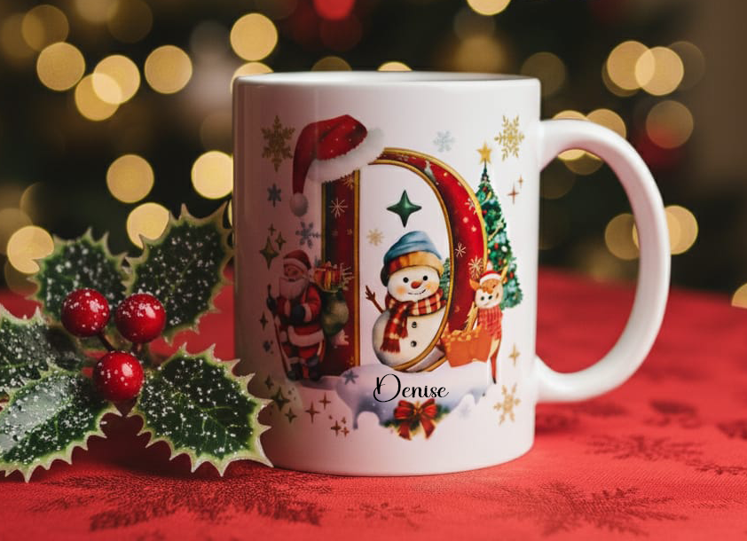 Tazza Natalizia con nome e iniziale