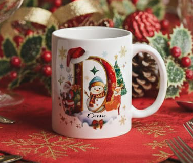 Tazza Natalizia con nome e iniziale