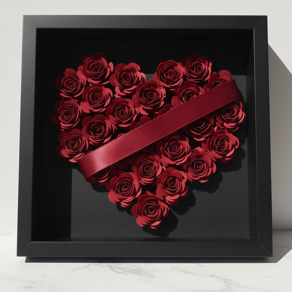 Cornice Nera - Rose Rosse Realistiche