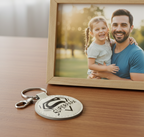 Portachiavi Tondo Ecopelle Super Papà o Personalizzato con Testo - Regalo Uomo Unico