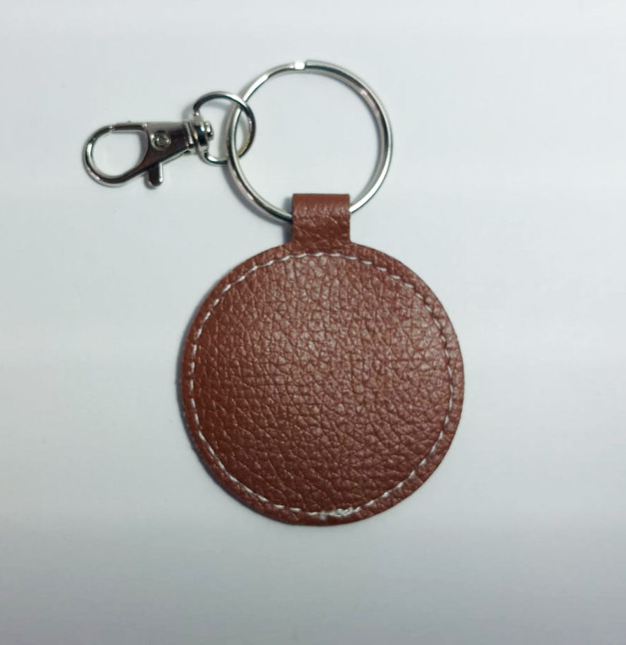 Portachiavi Tondo Ecopelle Super Papà o Personalizzato con Testo - Regalo Uomo Unico