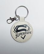Portachiavi Tondo Ecopelle Super Papà o Personalizzato con Testo - Regalo Uomo Unico