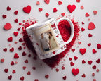 Crea la tua Tazza con Cuori: 2 Sfondi Disponibili e Doppia Foto - Idea Regalo Romantica