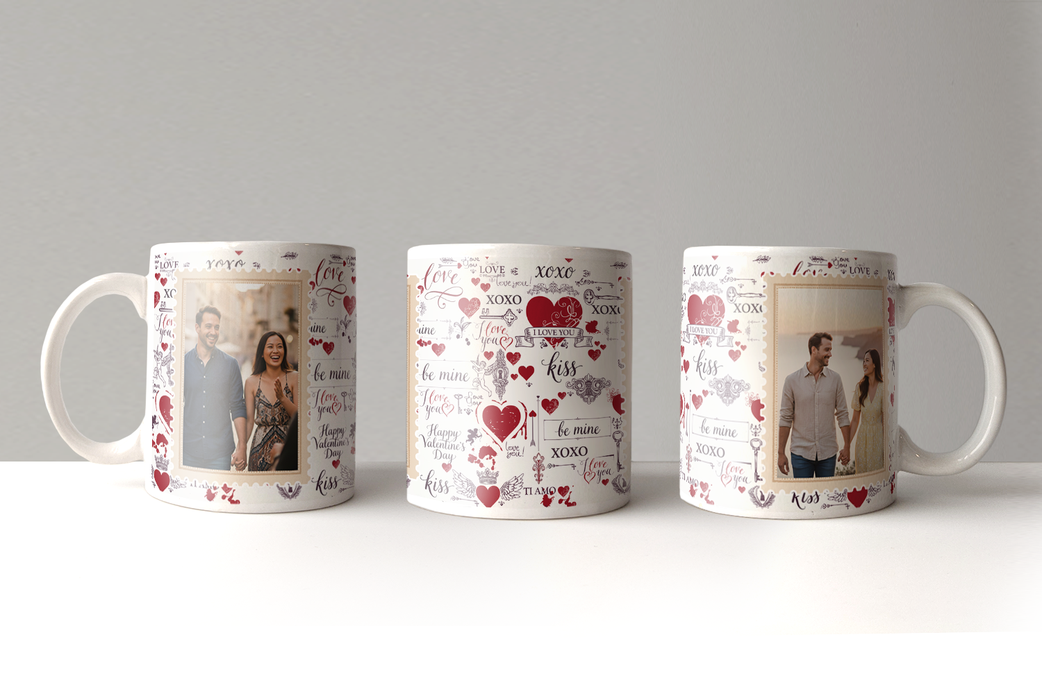 Crea la tua Tazza con Cuori: 2 Sfondi Disponibili e Doppia Foto - Idea Regalo Romantica