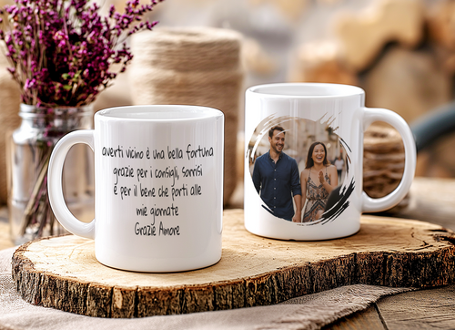 Tazza Foto e Dedica Personalizzata - Crea il Tuo Regalo su Misura con Foto e Frase