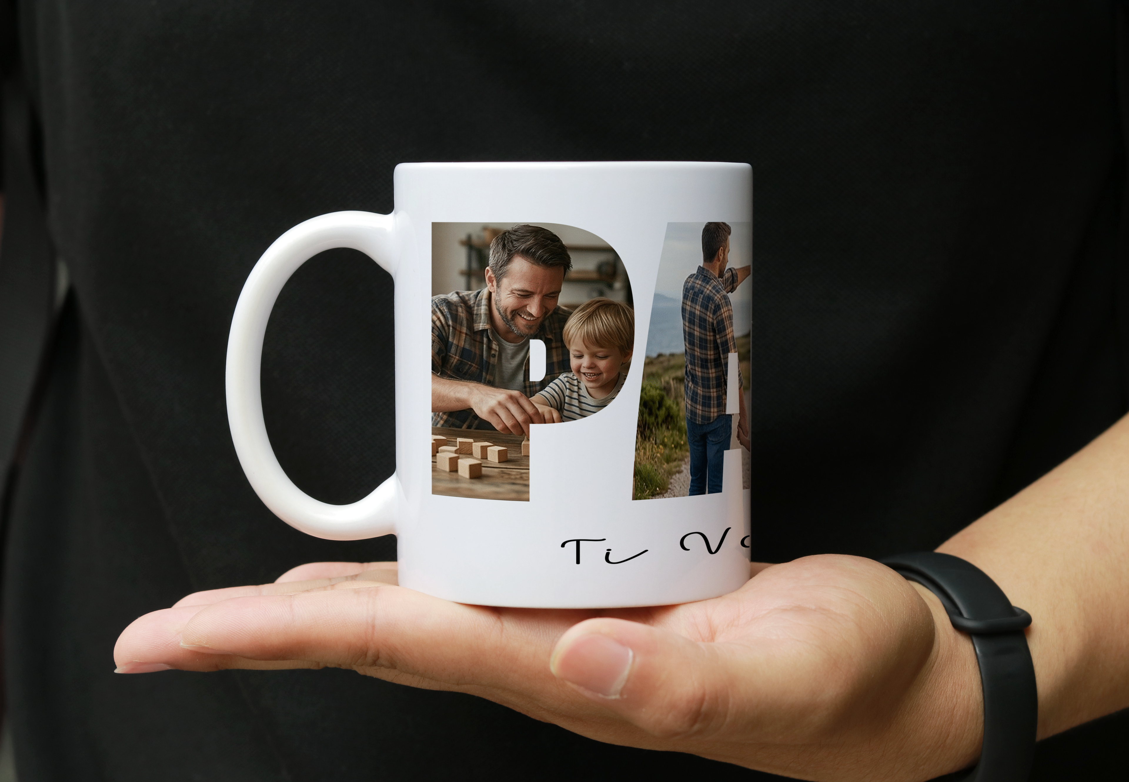 Tazza per il Papà con Collage Foto DAD e Dedica Personalizzabile - Idea Regalo Speciale